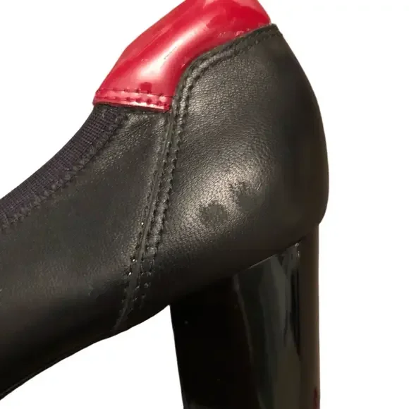 Hogan Block Heel Pumps Black with Red Cap Toe Leather and Patent 2" heel size 38 - Picture 8 of 15